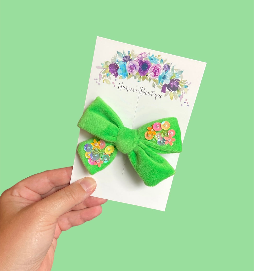 4in Green Sequin Bow