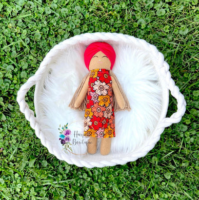 Retro Floral Large Felt Doll