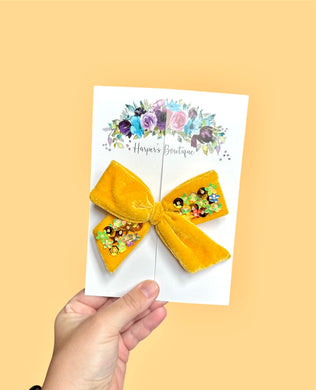 4in Mustard Sequin Bow