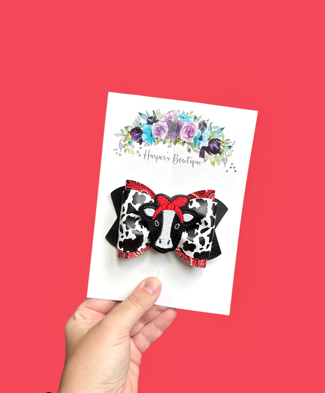 4in Cow Millie Bow