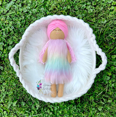 Pastel Rainbow Fur Large Felt Doll