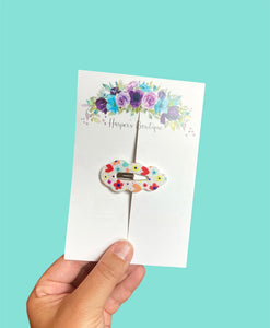 2in Floral Heart Snap Clip