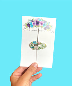 2in Floral Acrylic Snap Clip