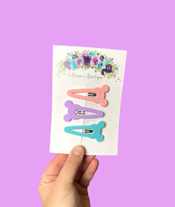 Set of 3 (2in) Mouse Ears Snap Clips