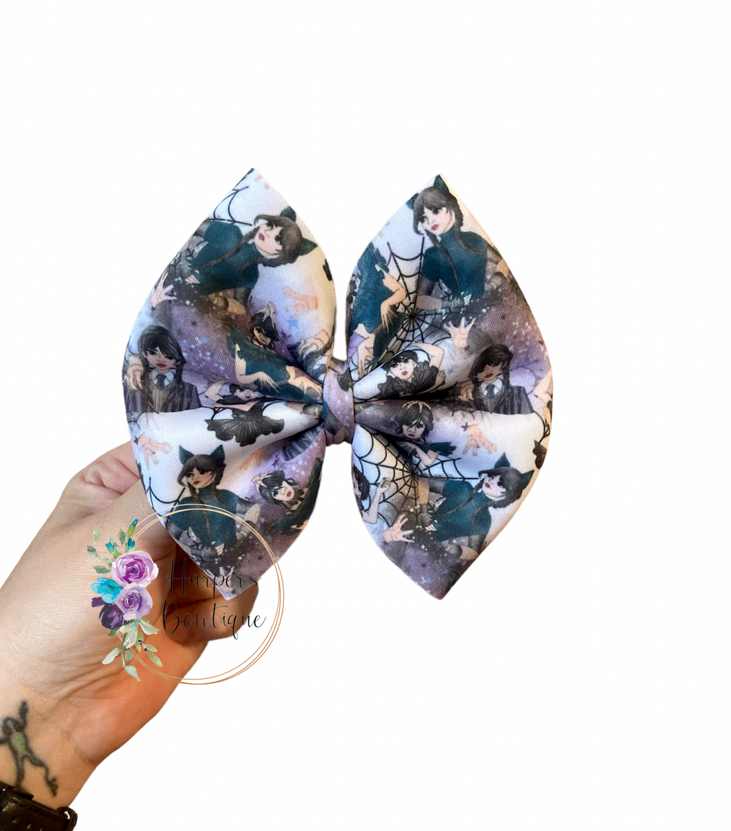 5in Black Haired Girl Puff Bow